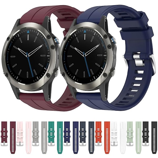 Til Garmin Quatix 5 Sapphire 22mm Solid Color Silikonurrem OPW Light Green