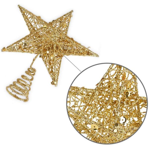 Glitrende juletretoppstjerne, glitrende juletrepynt, 20 cm