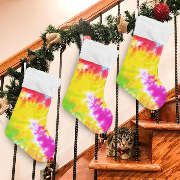 Julklapp, personliga julklappsstrumpor 2-pack Tie Dye Regnbåge Swirl Pride Print 45,7 cm Julstrumpor Hängande Ornament Kamin
