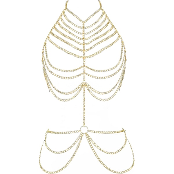 Metallkroppskjeder for kvinner Set Sexy Boho Lagdelt BH