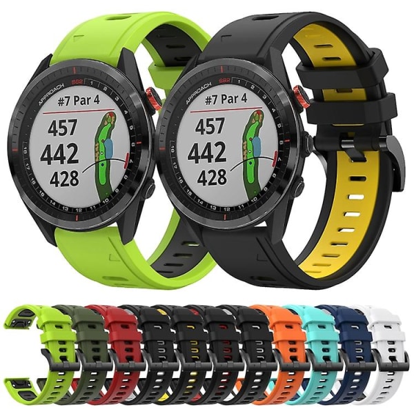 Til Garmin Approach S62 22mm To-farvet Sports Silikonurrem UYU Orange-Black