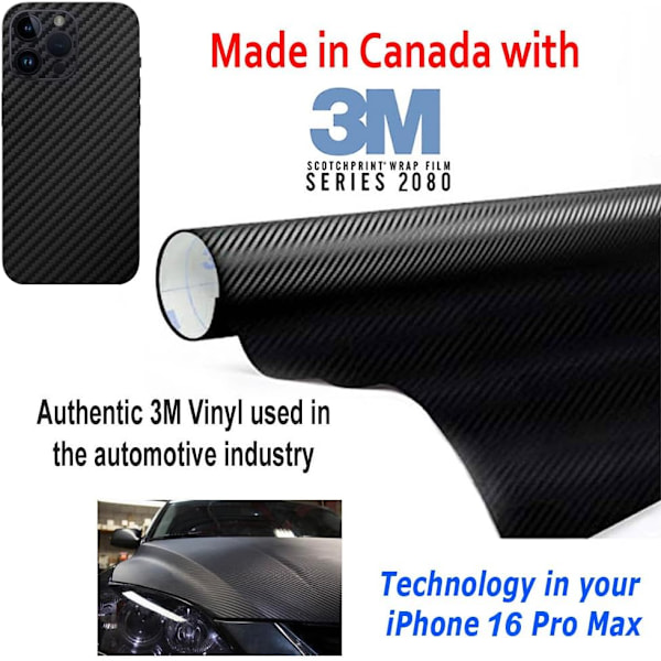 16 Pro Max Skin Wrap 3M Film Skydd för Sidor och Baksida (Kolfiber) Kolfiber