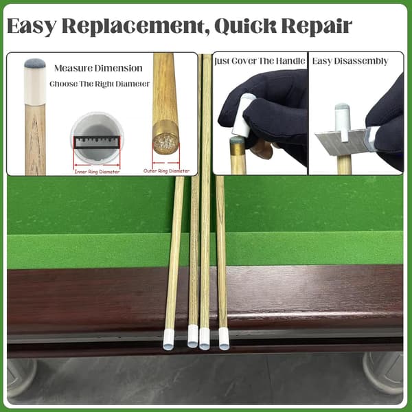 20 stk. Slip On Pool Kø-spidser, 4 størrelser Pool Kø-spidser Udskiftningssæt, Billard Kø-spidser Pool Kø Reparationssæt Poolbord Tilbehør