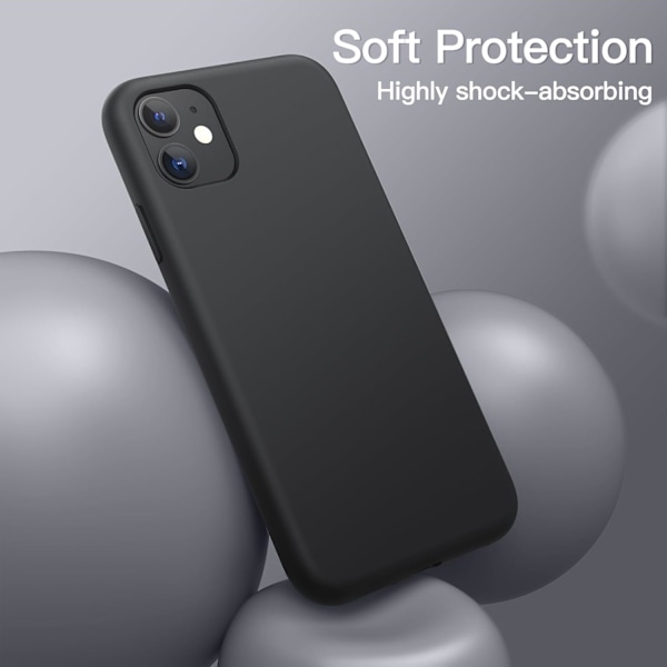 Silikone Etui til iPhone 11 (2019) 6.1-Ih, Siy-Soft Touch Fuld Beskyttende Etui, Stødsikkert Cover med Mikrofiberforing (Sort) Sort
