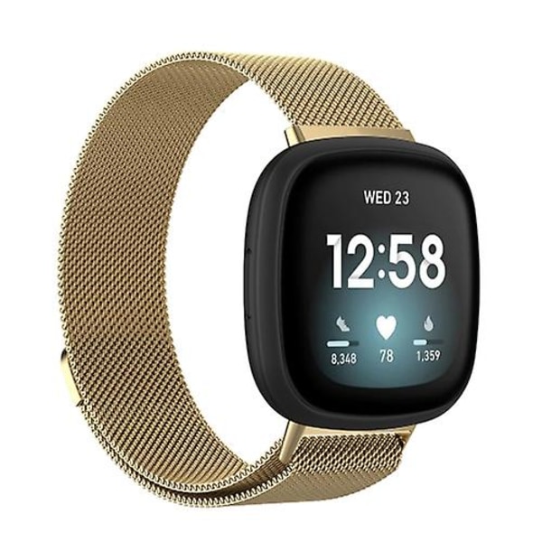 Til Fitbit Versa 3 / Fitbit Magnetisk Milano Urrem BYF Golden