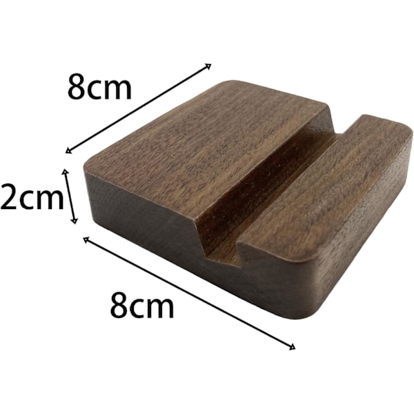 Naturligt Telefonställ i Svart Valnötsträ, Enkel Skåra, 2 x 8 x 8 cm Trätelefonhållare