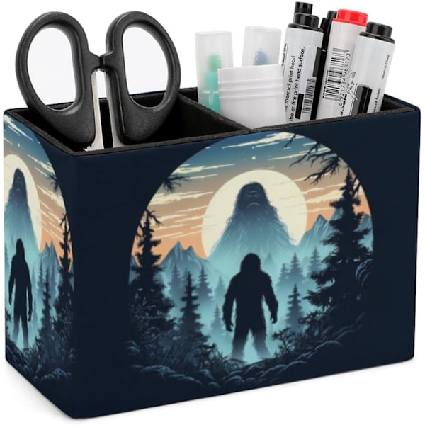 Ssqutch Bigfoot PU Läder Pennhållare och Behållare Pennställ Makeup Borstställ Pennor i Kopp för Kontor Hem Färg Färg