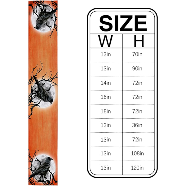 Raven Staning on The Branch ress Scarves Non-Slip Cotton Linen Table Cloth Setting Kitchen ecor for Holiay inner Parties Crow Moon Orange Ta Hall
