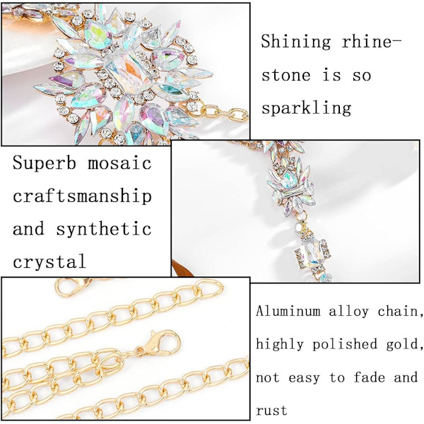 Boho Rhinestone Statement Brystkæde Krystal Halskæde Krop