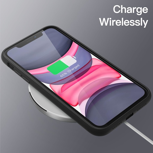 Silikone Etui til iPhone 11 (2019) 6.1-Ih, Siy-Soft Touch Fuld Beskyttende Etui, Stødsikkert Cover med Mikrofiberforing (Sort) Sort