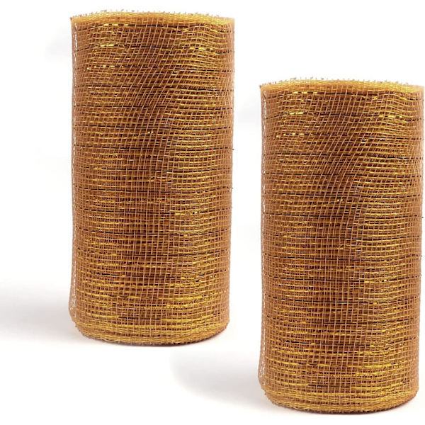 2-pack 10\" metallisk polymeshband (totalt 20 yards, beige/guld)