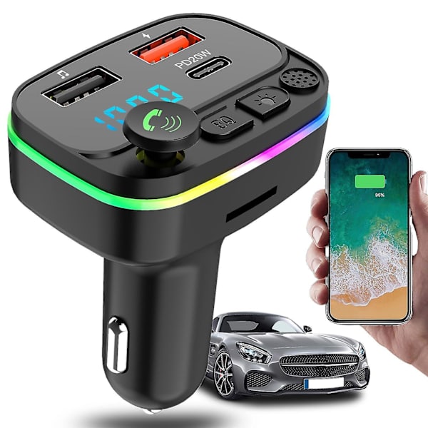 Bluetooth 5.0 FM-sändare Bil Trådlös Adapter Mic Audio Receiver Auto Mp3-spelare Dubbel USB Snabb Billaddare Tillbehör