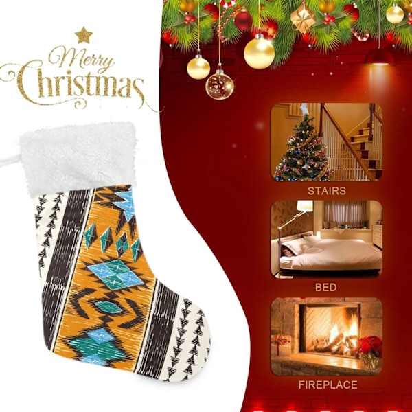 Julklapp, personliga julklappsstrumpor 2-pack Röd Aztek Boho Tribe 45,7 cm Julstrumpor Hängande Ornament Eldstad för Träddekoration