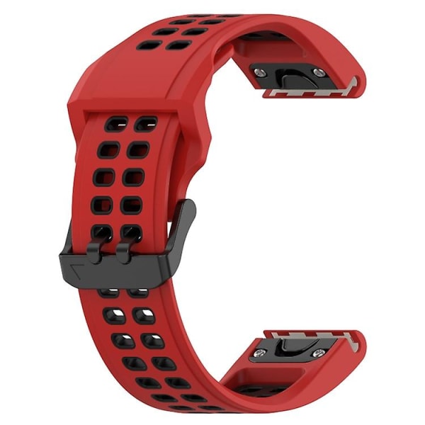 Til Garmin Enduro2 / Tactix7 26mm Reverse Buckle To-farvet Silikonurrem PWV Red Black