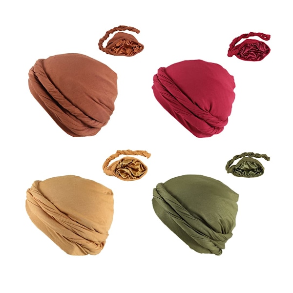 4 st Turban för män Pojkar Turban Vintage Twist Head Wraps