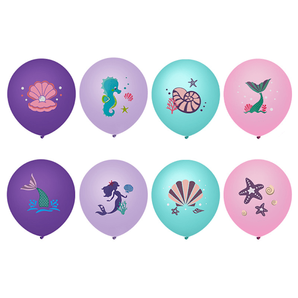 38 st Mermaid Series Tryckta Latex Ballong Set Festdekoration