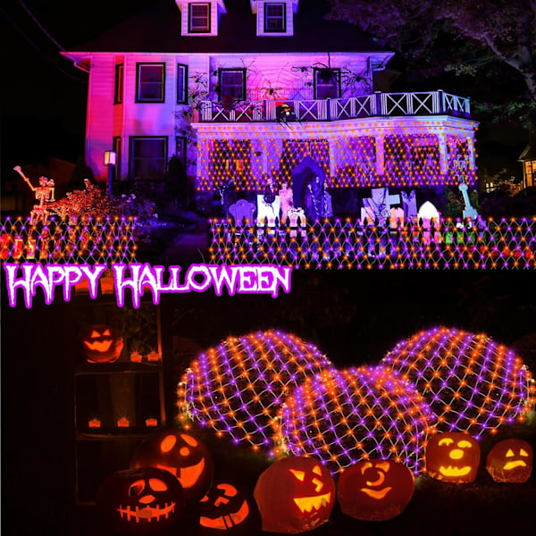 Halloween 720 LED Nätljus 20ft x 13ft Stor Storlek Buskljus Plug in, IP68 Helt Vattentät Utomhus Nätljus med Fjärrkontroll Timer för Trädgård