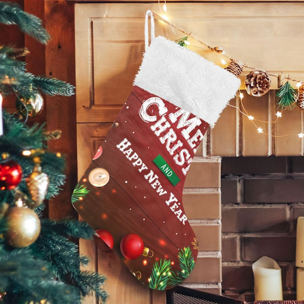 Julklapp, personliga julklappsstrumpor 2-pack Merry Christmas 45,7 cm Julstrumpor Hängande Ornament Kamin för träddekoration 1