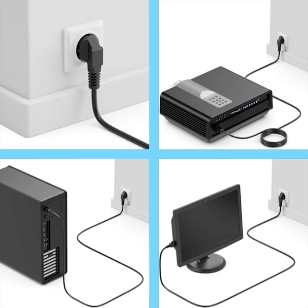 1,5 M power, Eu Schuko Cee7 vinklet kontakt til Iec 320 C13