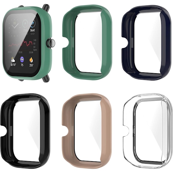 Kompatibel med Amazfit Bip U & Bip U Pro Skal, Reptåligt PC Skyddsskal med HD Härdat Glas Skärmskydd för Amazfit Bip U Sma