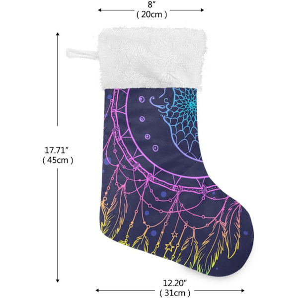 Julklapp, Personliga Julklappsstrumpor 2-pack Indisk Drömfångare Fjädrar Måne Boho 45,7 cm Julstrumpor Hängande Ornament Kamin