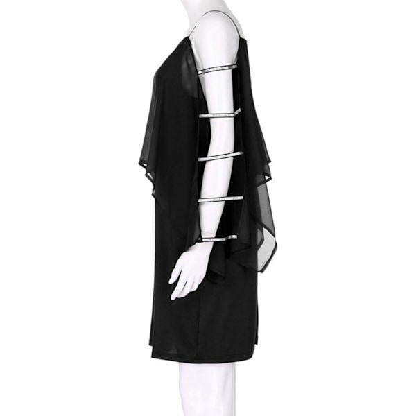 Plus Size Chiffon Knälång Klänning för Kvinnor Casual Fladdermusärm Mode