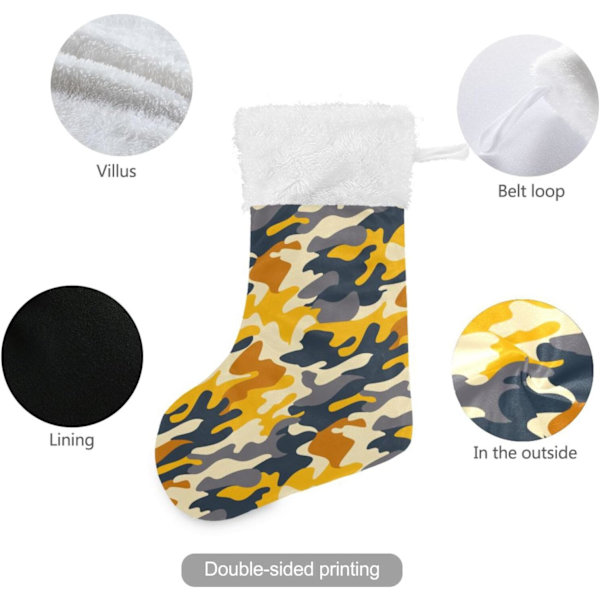 Jule-Strømpe, Personlige Jule-Strømper 2-pak Orange Camouflage 45,7 cm Jule-Strømper Hængende Ornament Pejs til Trædekoration