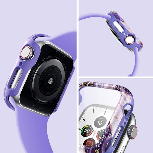 Etui til Apple Watch Series 6/5 /4 /SE 44mm Indbygget hærdet glas