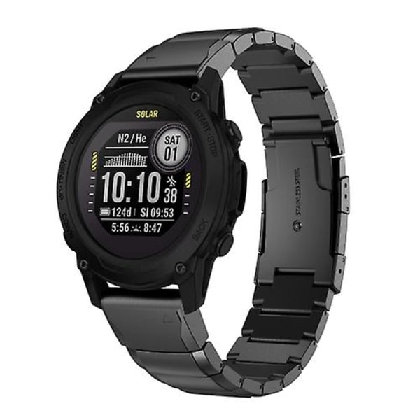 Til Garmin Descent G1 22mm Skildpadde Skal Rustfrit Stål Urrem GWH Black