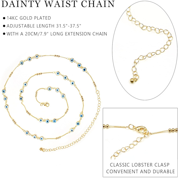 18K guldpläterade midjekedjor Body Chain för kvinnor Bikini