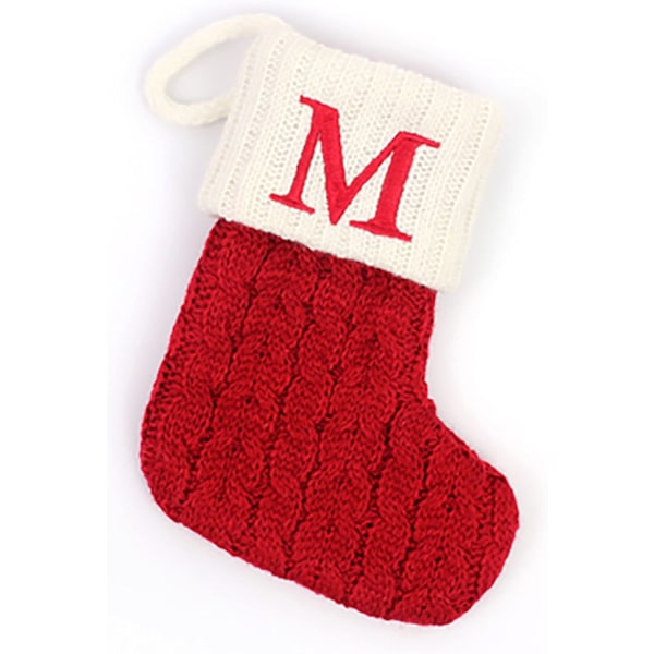 Mini julekuler strikket brodert initialbokstav Xmas