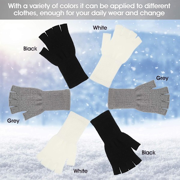 6 par unisex halvfingerhandskar varma