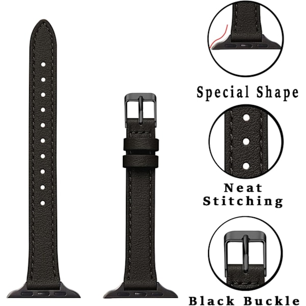 Smala läderband kompatibla med Apple Watch Band 38 mm