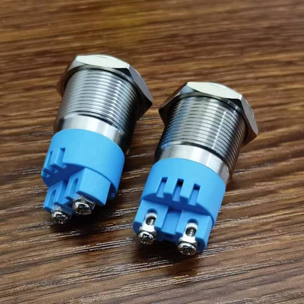 2 st AC/DC 12V rostfritt stål röd LED blixtlarm indikatorlampa med summer