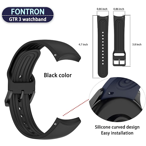 Etui og rem kompatibel med Amazfit GTR 3 Pro & GTR