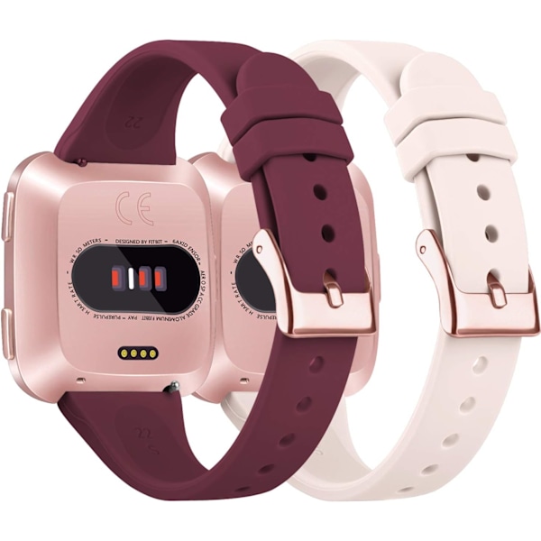 Silikone Rem til Fitbit Versa og Versa 2 - Slank Smal Udskiftningsrem