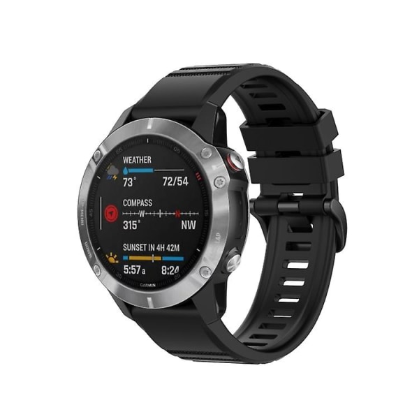 Til Garmin Fenix 7 / Epix 22mm Solid Color Silikonelyns Udskiftning Rem EKB Black