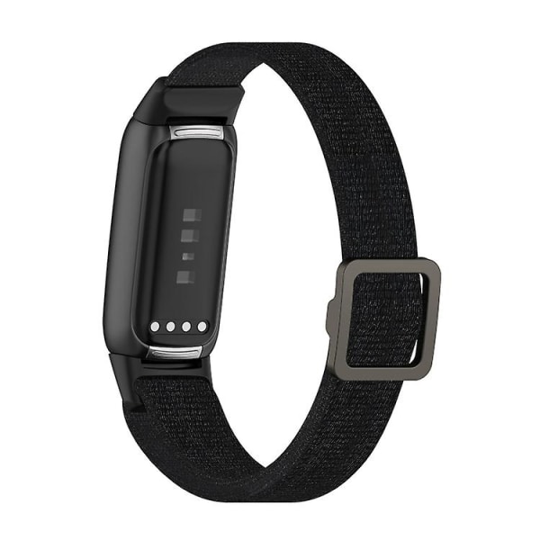 For Fitbit Luxe Justerbar Elastisk Nylon Urrem OVR Black