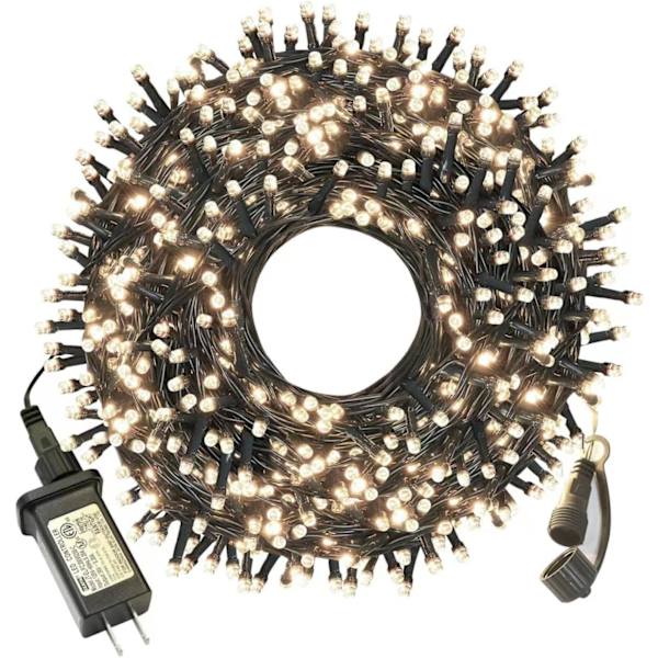 Julbelysning utomhus, 105FT 300 LED julgransbelysning inomhus med 8 lägen, änd-till-ände-kontakt, UL-certifierad, vattentät ljusslinga
