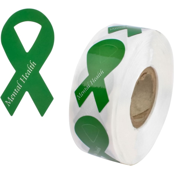 Green Ribbon Stickers (500pcs) - Mental Health Awareness Decal Labels for Fundraiser Events