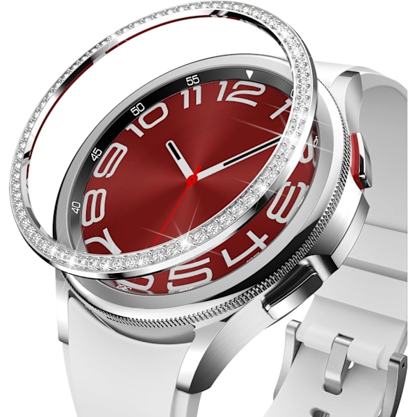 Bezel-skydd Kompatibelt med Galaxy Watch 6 Classic Skal 43mm, Rostfritt Stål Bling Bezel Ring Självhäftande Skydd Anti-repor Tillbehör - Silver