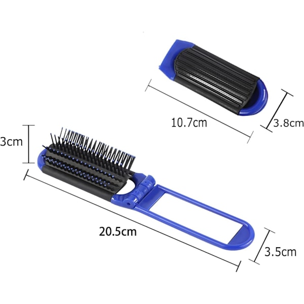 7 x Foldbare hårbørster kam med spejl kompakt lomme rejsehår