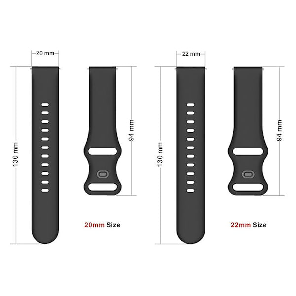 22mm för Garmin Venu / Samsung Galaxy Watch Active 2 Universal Inner Back Buckle Perforation Silikonklockarmband ZWC Grey