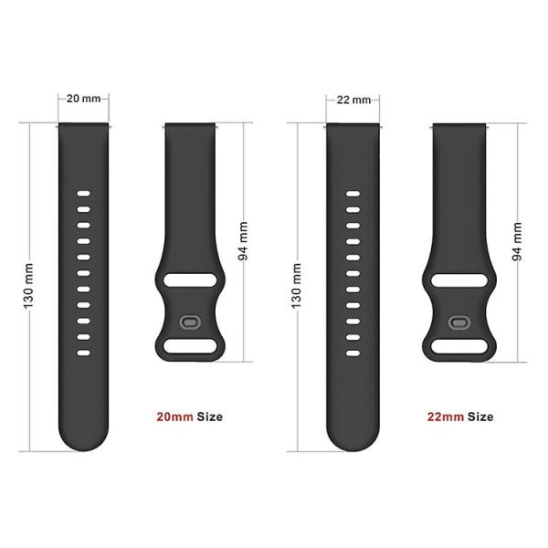 22mm för Garmin Venu / Samsung Galaxy Watch Active 2 Universal Inner Back Buckle Perforation Silikonklockarmband ZWC Pink