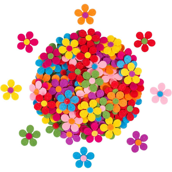 120 stk. filtblomster til børns DIY-håndværk - assorterede farver