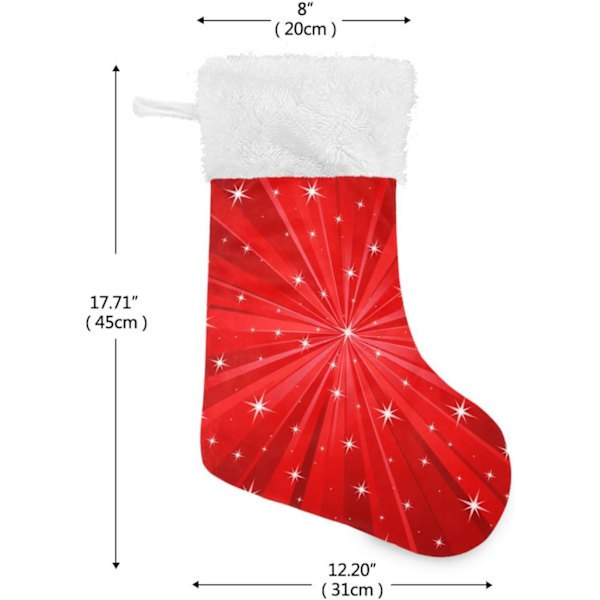 Julklapp, personliga julklappsstrumpor 2-pack Jul Röda stjärnor 45,7 cm Julstrumpor Hängande prydnad Spis för träddekoration