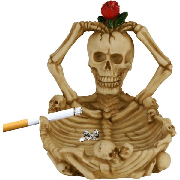 X-D Skjelettfigur Skrivebords Sigarettasker Askebeger for Hjemmekontorinnredning Hvit 5'' x 5.5'' x 4.3'' tommer Hvit 5'' x 5.5'' x 4.3'' tommer