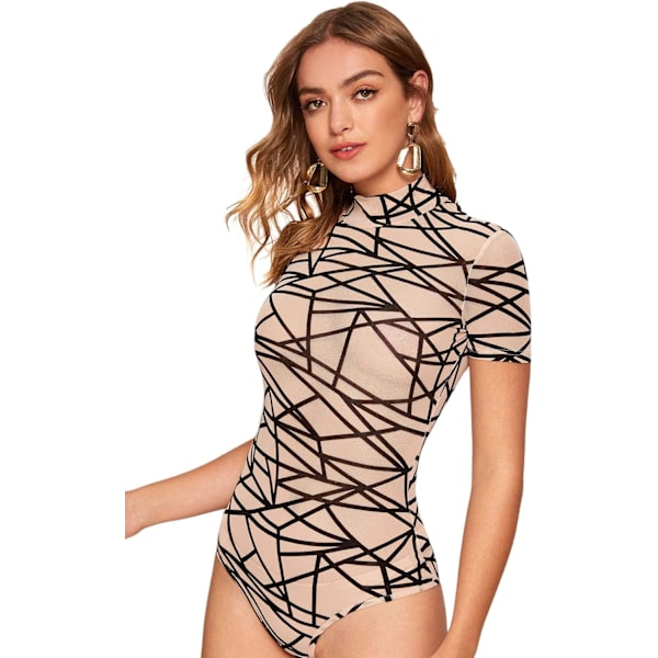 Kvindernes Sexede Kortærmede Gennemsigtige Mesh Bodysuit Jumpsuit Toppe