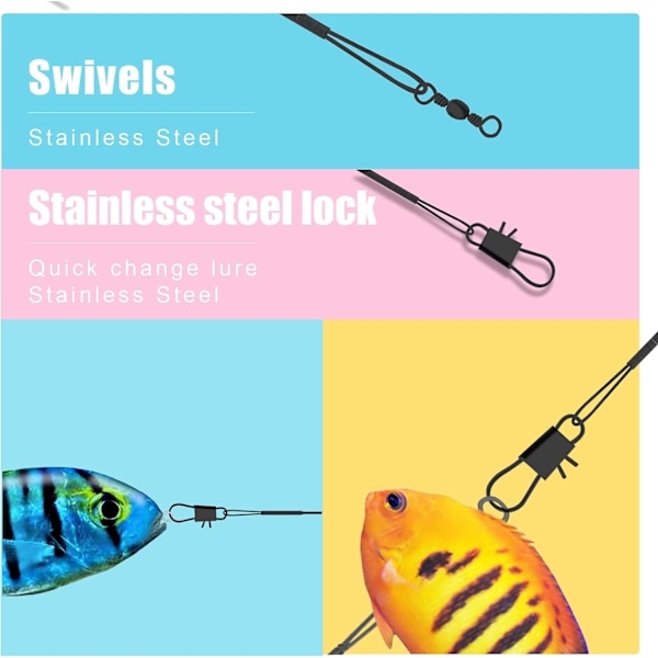 30 stk rustfritt stål fiskeutstyr Leader Swivel Spänne Kit