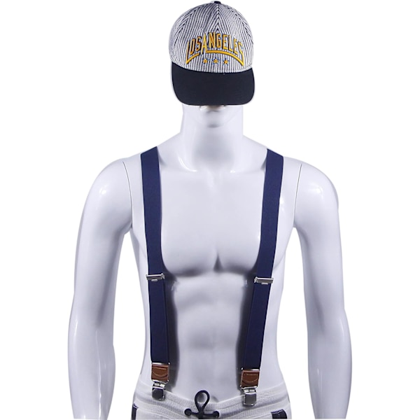 Herr Suspender X-rygg med 4 metallstyrda clips breda hängslen & solida clips